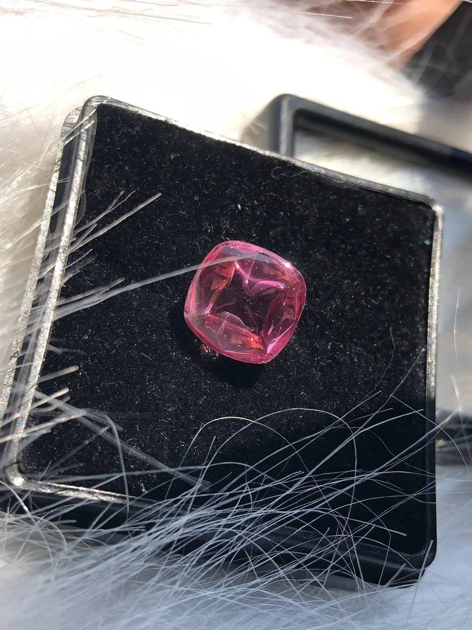 Unfaceted Cushion Cut Pink Sapphire Gemstone