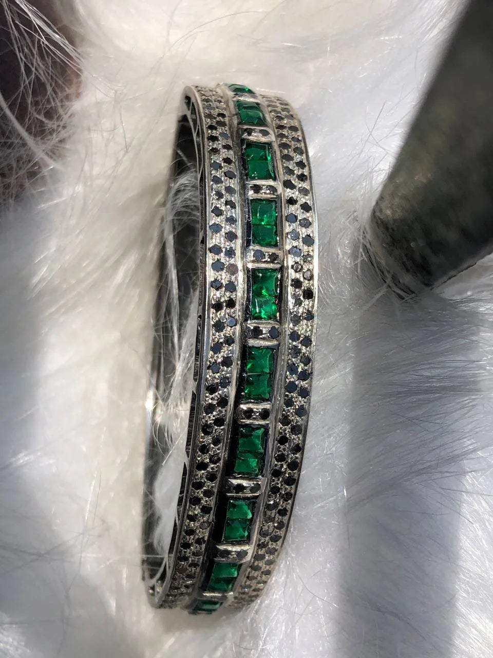 Princess Cut Emerald Gemstone Bracelet 925 Sterling Silver Wedding Gift Bracelet