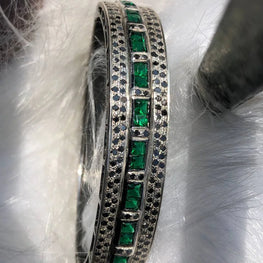 Princess Cut Emerald Gemstone Bracelet 925 Sterling Silver Wedding Gift Bracelet