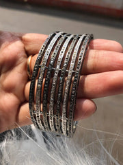 Black Rhodium Natural Diamond Bangle