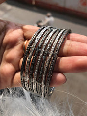 Black Rhodium Natural Diamond Bangle