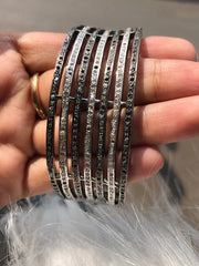 Black Rhodium Natural Diamond Bangle