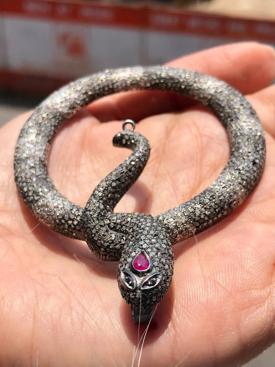 Stunning Snake Pendant Sterling Silver Delicated Vintage Statement Jewelry