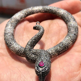 Stunning Snake Pendant Sterling Silver Delicated Vintage Statement Jewelry