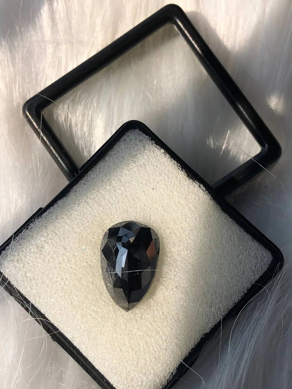 Pear Cut Natural Black Loose Diamond