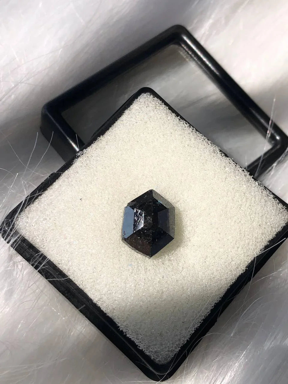 4.87Ct Hexagon Cut Black Natural Diamond