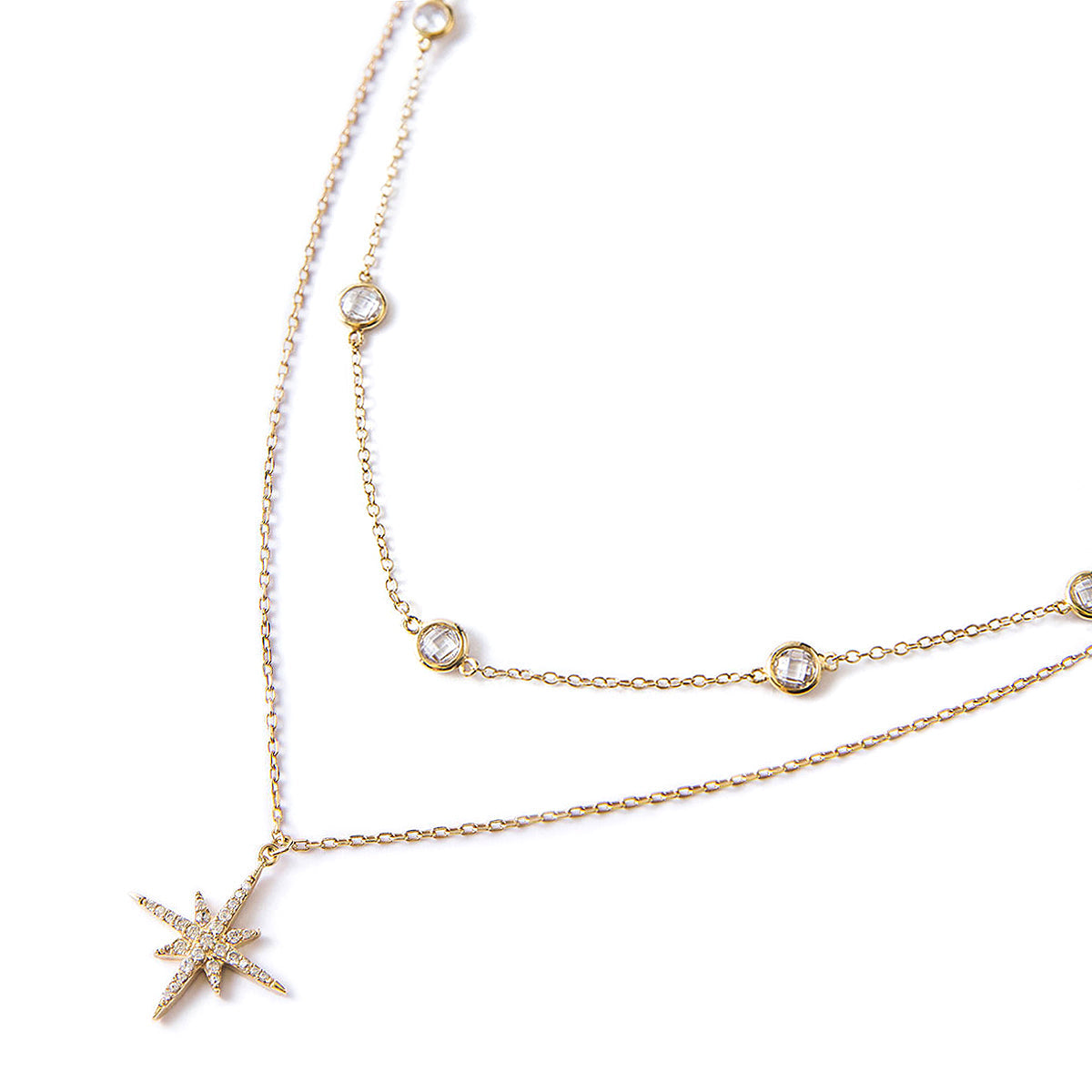 Star Charm Due Chain Necklace 925 Sterling Silver Classic Engagement Proposal Necklace - Jay Amar Gems
