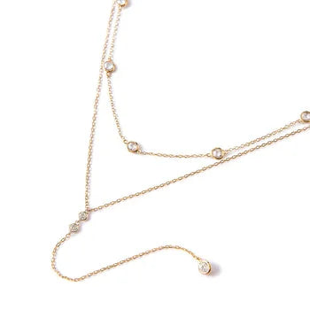 Stunning Layered Chain Yellow Plated Necklace