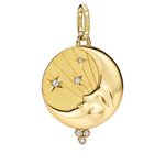 Round diamond celestial moon face gold pendant