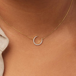 Celestial Crescent Moon Pendant Necklace Diamond Srunning Necklace For Wedding Gift