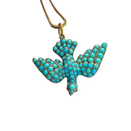 Turquoise Bird 8.89 Ct Round Cut Diamond 14K Gold Plated Diamond Pendle Necklace Use For Jewerly Wedding Necklace 