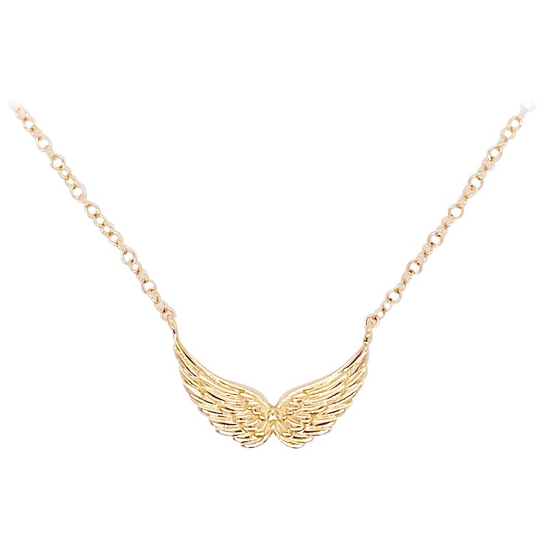 Angel Wings Necklace 14K Yellow Gold Plated Necklace Anniversary Gift For Women