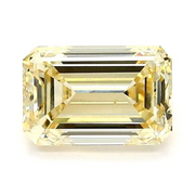1.31 Ct fancy yellow emerald cut lab grown diamond with gentle glow, elegant loose stone