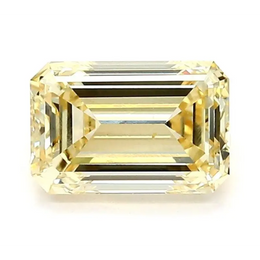 1.31 Ct fancy yellow emerald cut lab grown diamond with gentle glow, elegant loose stone