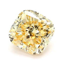 1.20 Ct fancy yellow Cushion cut lab diamond with step facets, refined loose stone