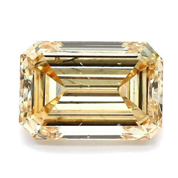 2.01 Ct Intense yellow emerald cut lab diamond with step facets, refined loose stone