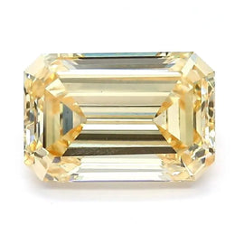 1.91 Ct emerald cut lab grown fancy yellow diamond with soft glow, refined loose stone
