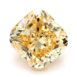 1.60 Ct Intense yellow Cushion cut lab diamond with soft golden tone, refined loose stone 