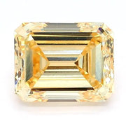 2.00 Ct fancy yellow emerald cut lab grown diamond with step facets and soft glow