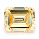 2.00 Ct fancy yellow emerald cut lab grown diamond with step facets and soft glow