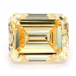 2.00 Ct fancy yellow emerald cut lab grown diamond with step facets and soft glow