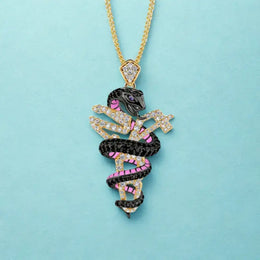 3.89 ct lab grown diamond snake pendant with elegant serpent design for women, sustainable luxury diamond jewelry