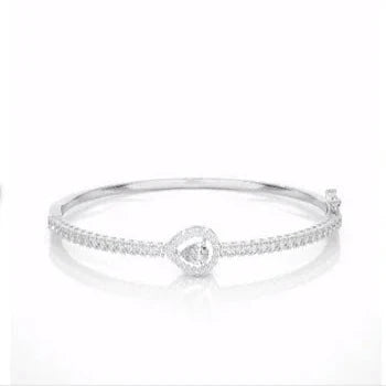 Pear Halo Delicate Bangle Bracelet