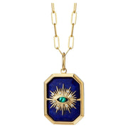 lapis lazuli evil eye gold pendant with emerald and diamond accents