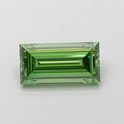  1.50 Ct Fancy Vivid Green Baguette cut lab diamond with luminous sparkle and clean design