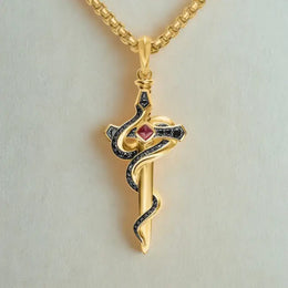 Gold horseshoe necklace with lucky charm pendant luxury style
