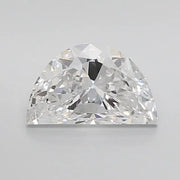 2.25 Ct white half moon cut lab grown diamond with elegant curve and brilliant sparkle