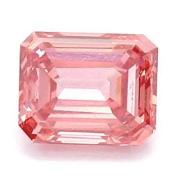 1.05 carat intense pink emerald cut lab grown diamond IGI certified loose fancy pink diamond for custom engagement ring elegant elongated shape gemstone
