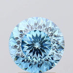 Round cut Fancy Vivid Blue lab grown diamond 2.38 Ct with sharp edges and sparkle