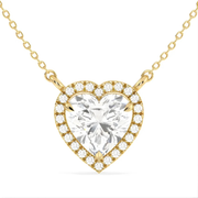 4.20 Ct Personalized Heart Shape Lab Diamond Halo Necklace
