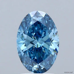 1.61 Ct Fancy Vivid Blue Oval lab grown diamond for engagement ring design