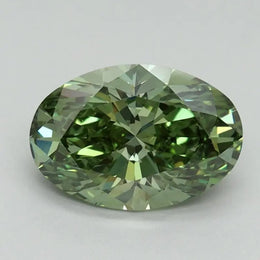 2.00 Ct Vivid Green Oval lab grown diamond with elongated elegant form