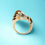 0.40 ct natural and lab grown diamond ring for men featuring tiger eye stone and horse design in a bold statement jewelry style