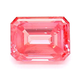 1.22 Ct vivid pink emerald cut lab grown diamond with step cut facets, elegant loose stone for fine jewelry and rings