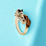0.40 ct natural and lab grown diamond ring for men featuring tiger eye stone and horse design in a bold statement jewelry style