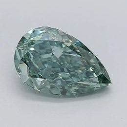 1.05 Ct fancy Vivid green pear shape lab grown diamond with striking color depth and premium shine