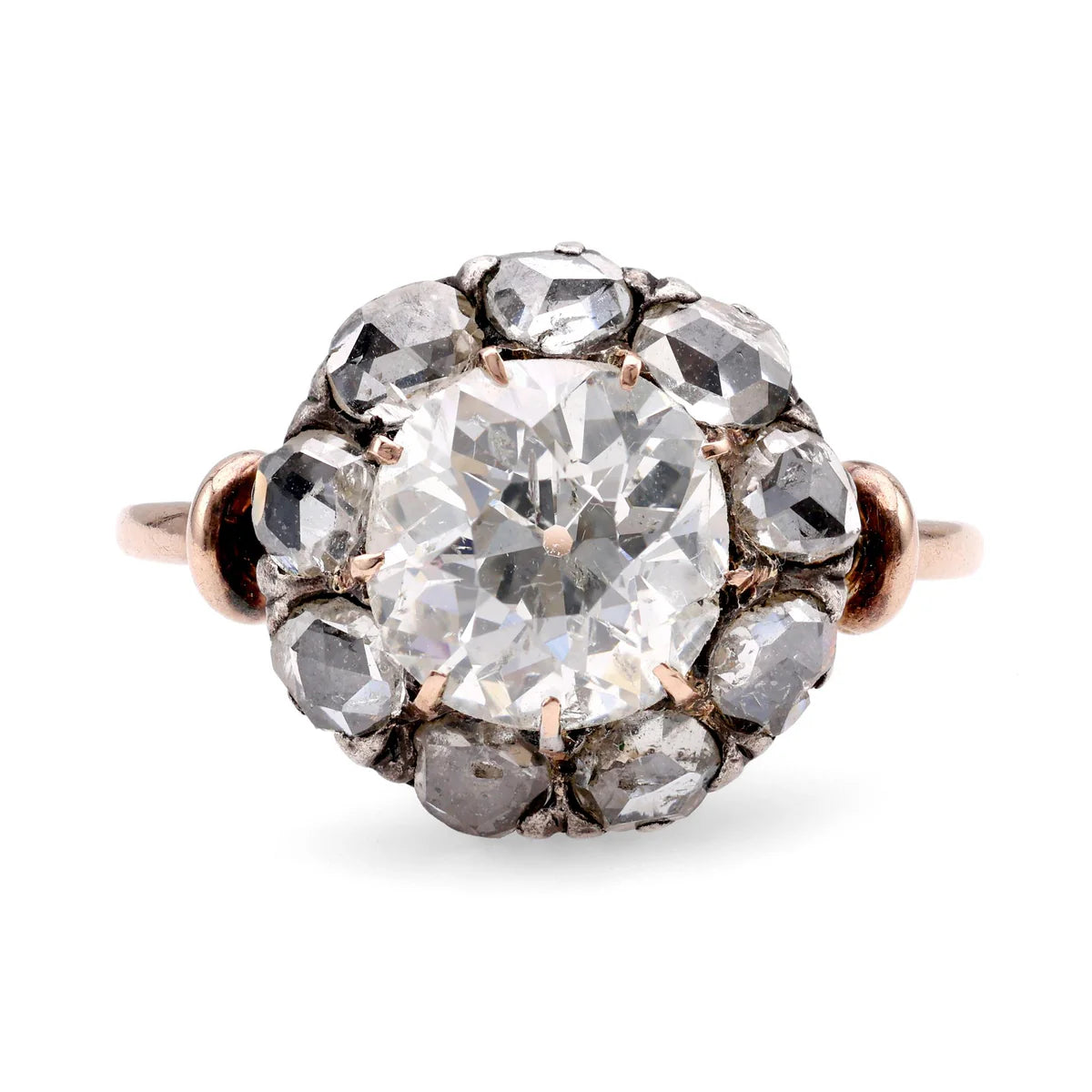 Old Mined Cut Lab Grown Diamond 14k Rose Gold Engagement Ring