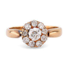 Lab Created Old Mined Halo Style 14k Solid Gold Engagement Ring by Jayamargems