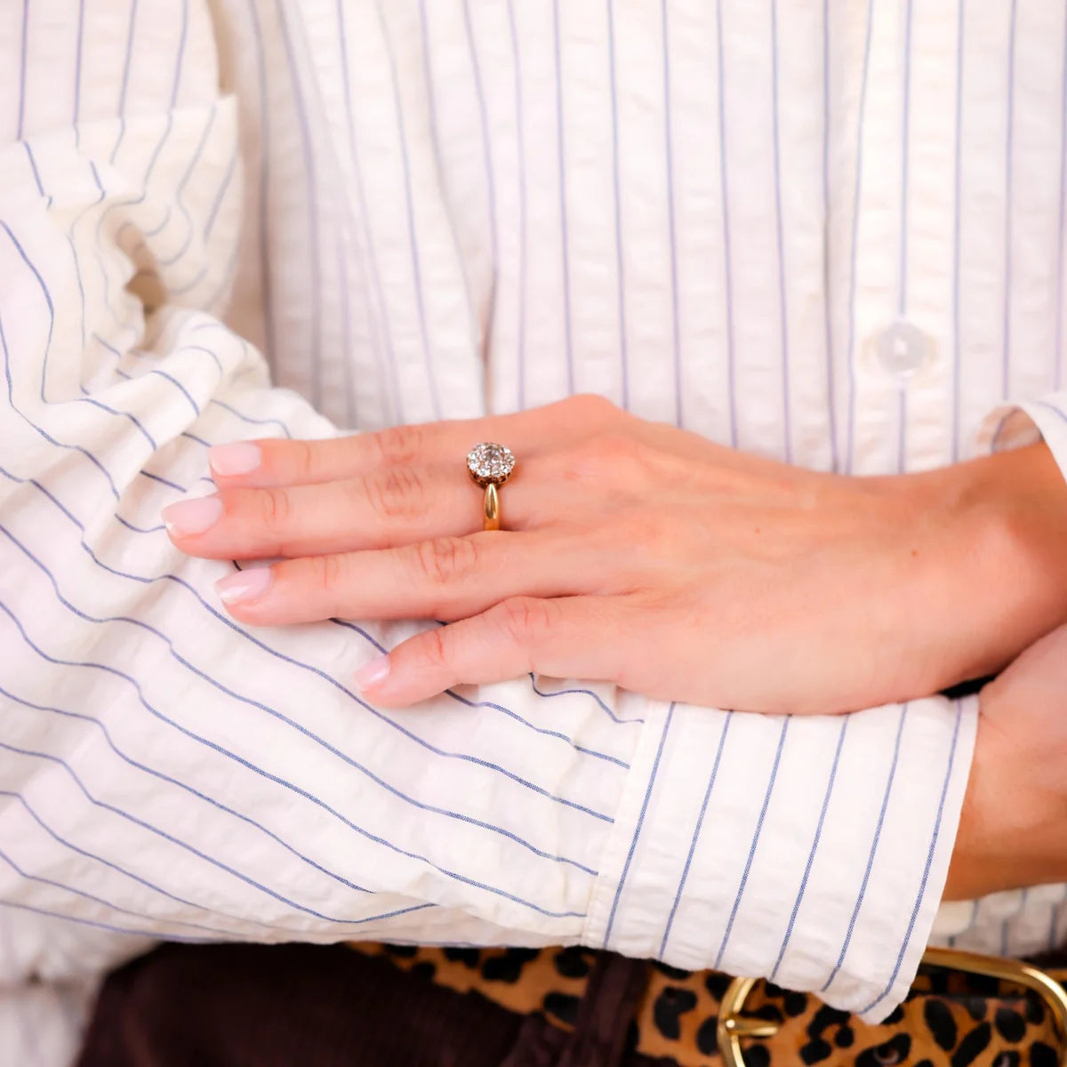 Lab Created Old Mined Halo Style 14k Solid Gold Engagement Ring by Jayamargems
