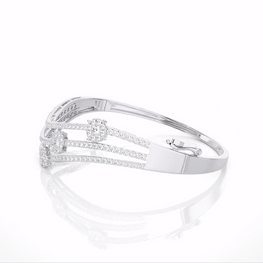 Tri-Tone Simulated Diamond Bridal Bracelet Three Tone Bracelet 925 Sterling Silver Bangle Lab Created Diamond Bangle For Wedding Gift For Women