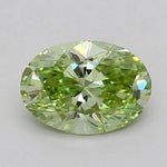 0.56 Ct Fancy Vivid Green Oval Cut Lab Grown Diamond Designer Luxury Bright Sparkle