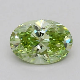 0.56 Ct Fancy Vivid Green Oval Cut Lab Grown Diamond Designer Luxury Bright Sparkle