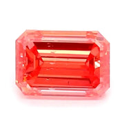1.05 carat vivid pink emerald cut lab grown diamond, fancy intense pink rectangular step cut loose diamond for engagement ring or custom jewelry