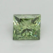 1.00 Ct fancy vivid green princess cut lab grown diamond with vibrant color and brilliant sparkle 