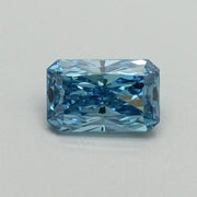 Gentle Brilliance 0.50 Ct Fancy Vivid Blue Radiant Cut Lab Grown Diamond showcasing vibrant color and sharp faceting. Ethically created with stunning clarity, this luxury statement stone offers modern elegance and rare, eye-catching beauty.