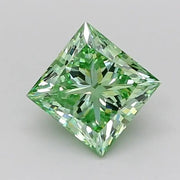 Elegant 1.5 Ct Fancy Vivid Green Lab Grown Princess Cut Diamond for Timeless Jewelry